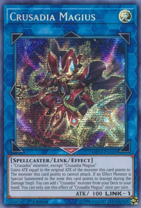 Crusadia Magius MP19-EN105 Yu-Gi-Oh card from 2019 Gold Sarcophagus Tin Mega Pack