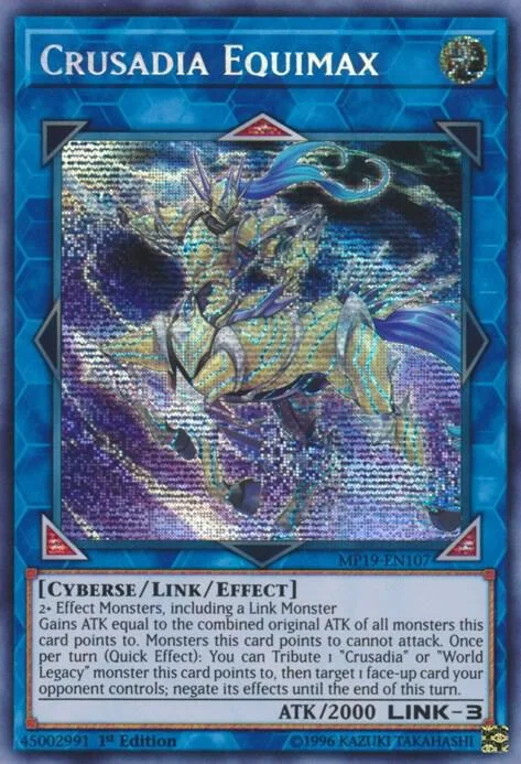 Crusadia Equimax MP19-EN107 Yu-Gi-Oh card from 2019 Gold Sarcophagus Tin Mega Pack