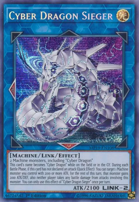 Cyber Dragon Sieger MP19-EN108 Unlimited Yu-Gi-Oh card from 2019 Gold Sarcophagus Tin Mega Pack