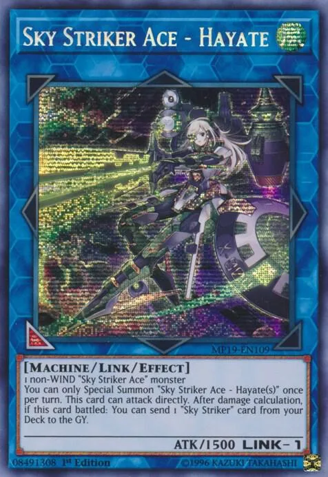 Sky Striker Ace - Hayate MP19-EN109 1st Edition Yu-Gi-Oh card from 2019 Gold Sarcophagus Tin Mega Pack