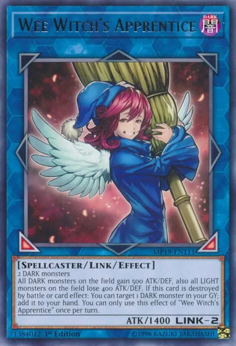 Wee Witch's Apprentice MP19-EN111 Yu-Gi-Oh card from 2019 Gold Sarcophagus Tin Mega Pack