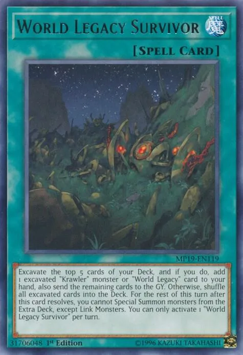World Legacy Survivor MP19-EN119 Yu-Gi-Oh card from 2019 Gold Sarcophagus Tin Mega Pack