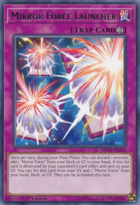 Mirror Force Launcher MP19-EN126 Yu-Gi-Oh card from 2019 Gold Sarcophagus Tin Mega Pack