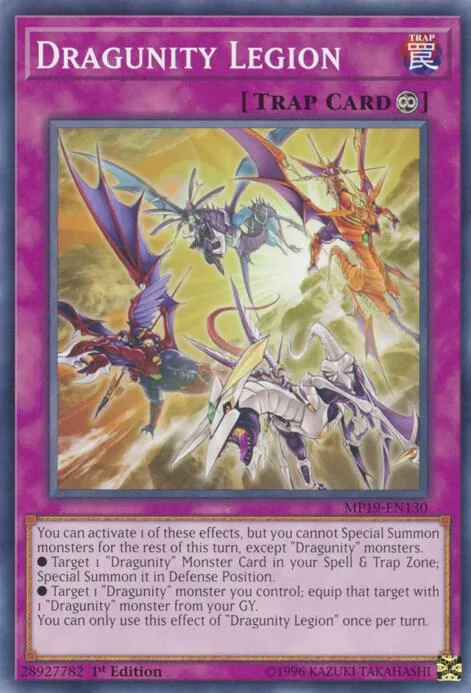Dragunity Legion MP19-EN130 Yu-Gi-Oh card from 2019 Gold Sarcophagus Tin Mega Pack