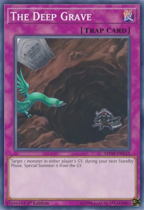 The Deep Grave MP19-EN133 Yu-Gi-Oh card from 2019 Gold Sarcophagus Tin Mega Pack