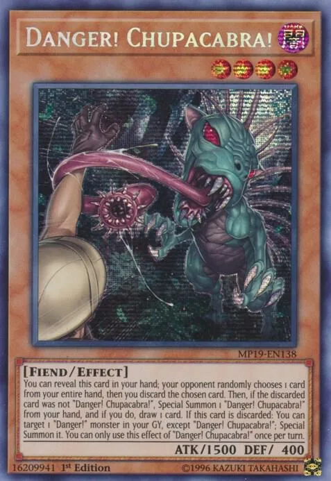 Danger! Chupacabra! MP19-EN138 Unlimited Yu-Gi-Oh card from 2019 Gold Sarcophagus Tin Mega Pack