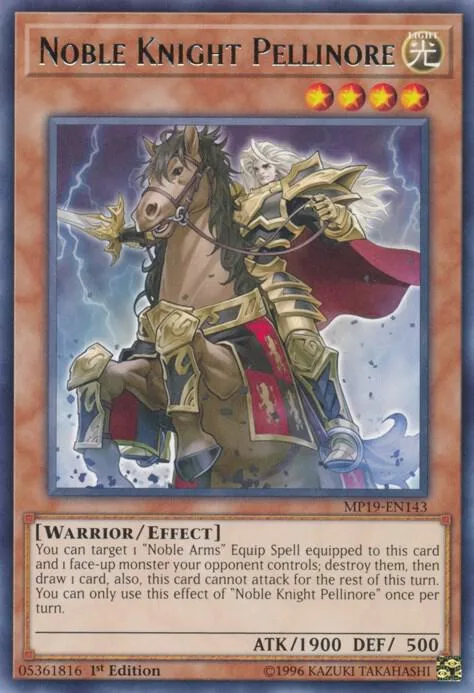 Noble Knight Pellinore MP19-EN143 Yu-Gi-Oh card from 2019 Gold Sarcophagus Tin Mega Pack