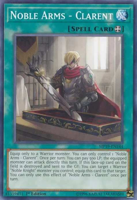Noble Arms - Clarent MP19-EN144 Yu-Gi-Oh card from 2019 Gold Sarcophagus Tin Mega Pack
