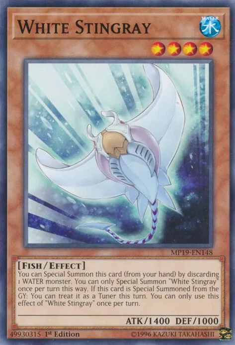 White Stingray MP19-EN148 Yu-Gi-Oh card from 2019 Gold Sarcophagus Tin Mega Pack