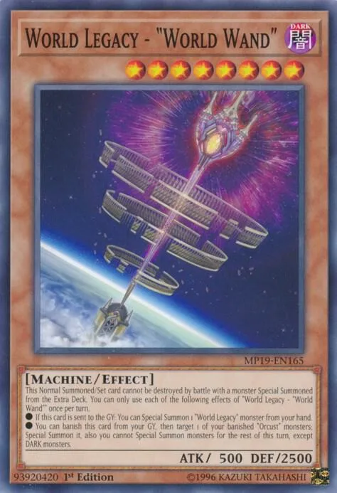 World Legacy - "World Wand" MP19-EN165 Yu-Gi-Oh card from 2019 Gold Sarcophagus Tin Mega Pack