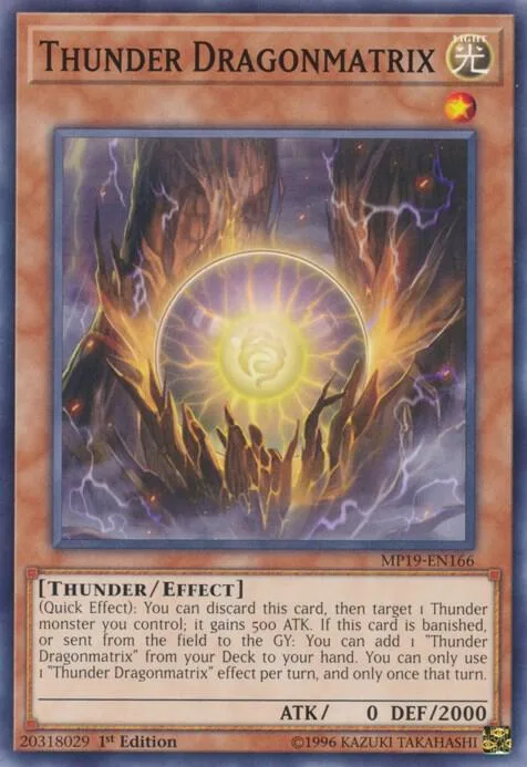 Thunder Dragonmatrix MP19-EN166 Yu-Gi-Oh card from 2019 Gold Sarcophagus Tin Mega Pack