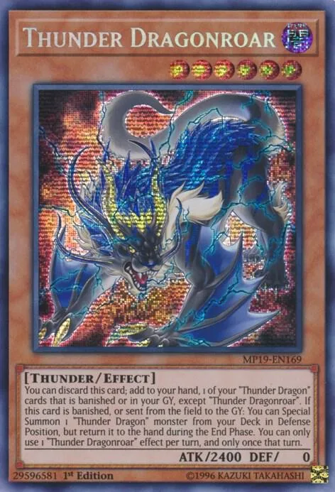 Thunder Dragonroar MP19-EN169 Unlimited Yu-Gi-Oh card from 2019 Gold Sarcophagus Tin Mega Pack