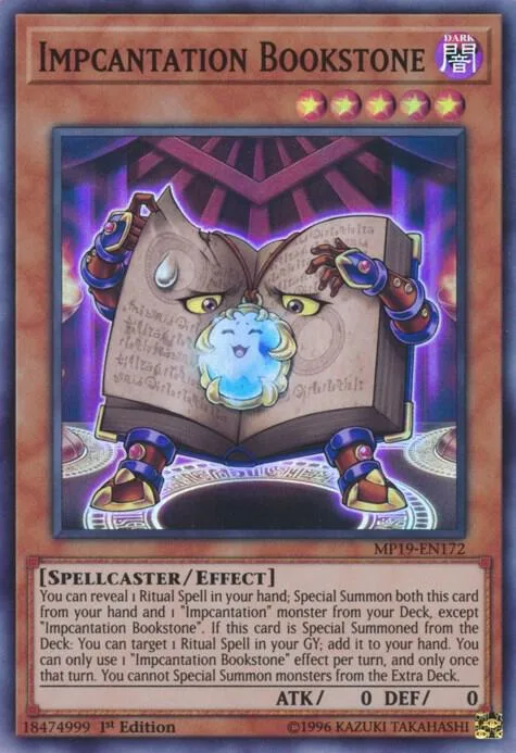 Impcantation Bookstone MP19-EN172 Yu-Gi-Oh card from 2019 Gold Sarcophagus Tin Mega Pack