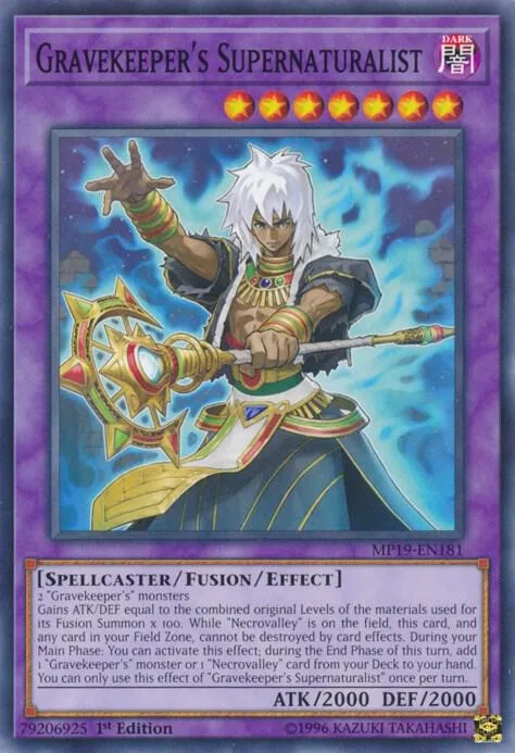Gravekeeper's Supernaturalist MP19-EN181 Yu-Gi-Oh card from 2019 Gold Sarcophagus Tin Mega Pack