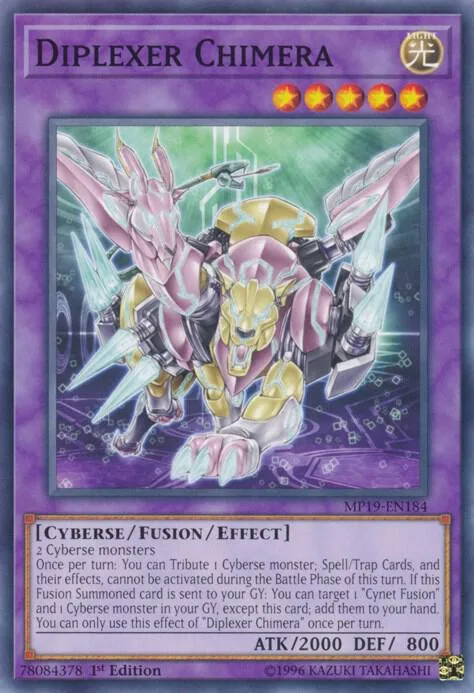 Diplexer Chimera MP19-EN184 Yu-Gi-Oh card from 2019 Gold Sarcophagus Tin Mega Pack