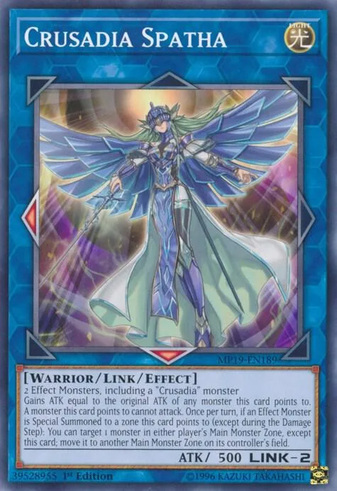 Crusadia Spatha MP19-EN189 Yu-Gi-Oh card from 2019 Gold Sarcophagus Tin Mega Pack