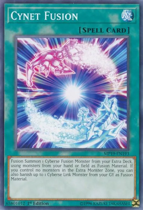 Cynet Fusion MP19-EN193 Yu-Gi-Oh card from 2019 Gold Sarcophagus Tin Mega Pack