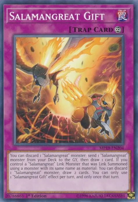 Salamangreat Gift MP19-EN204 Yu-Gi-Oh card from 2019 Gold Sarcophagus Tin Mega Pack