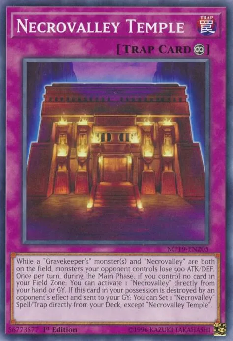 Necrovalley Temple MP19-EN205 Yu-Gi-Oh card from 2019 Gold Sarcophagus Tin Mega Pack