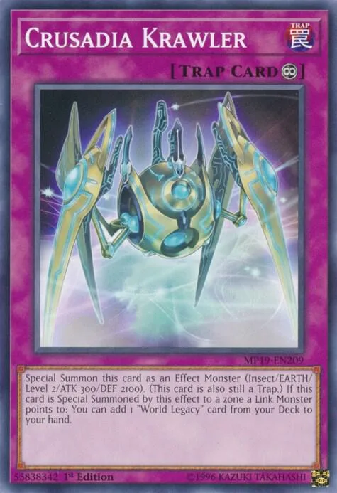Crusadia Krawler MP19-EN209 Yu-Gi-Oh card from 2019 Gold Sarcophagus Tin Mega Pack
