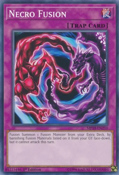 Necro Fusion MP19-EN210 Yu-Gi-Oh card from 2019 Gold Sarcophagus Tin Mega Pack