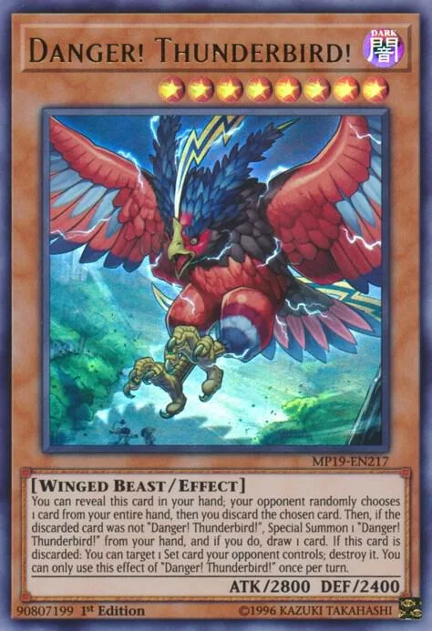 Danger! Thunderbird! MP19-EN217 Yu-Gi-Oh card from 2019 Gold Sarcophagus Tin Mega Pack