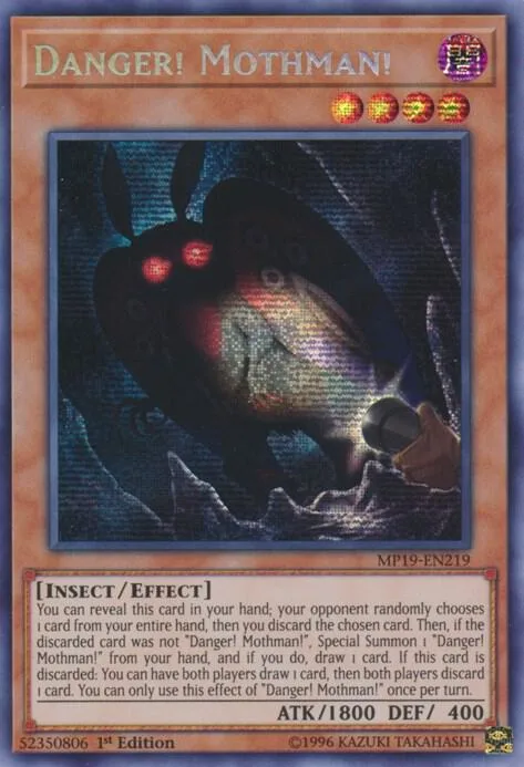Danger! Mothman! MP19-EN219 Yu-Gi-Oh card from 2019 Gold Sarcophagus Tin Mega Pack