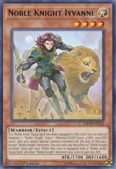 Noble Knight Iyvanne MP19-EN222 Yu-Gi-Oh card from 2019 Gold Sarcophagus Tin Mega Pack