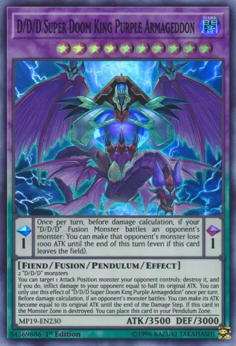 D/D/D Super Doom King Purple Armageddon MP19-EN230 Yu-Gi-Oh card from 2019 Gold Sarcophagus Tin Mega Pack