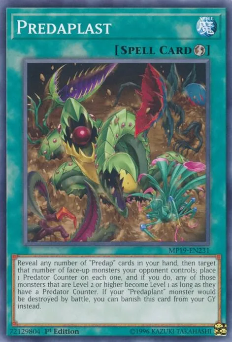 Predaplast MP19-EN231 Yu-Gi-Oh card from 2019 Gold Sarcophagus Tin Mega Pack