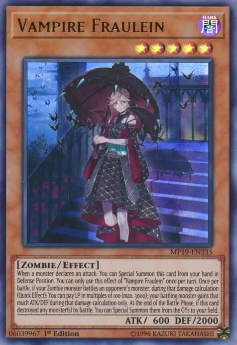 Vampire Fraulein MP19-EN235 1st Edition Yu-Gi-Oh card from 2019 Gold Sarcophagus Tin Mega Pack