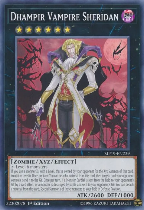 Dhampir Vampire Sheridan MP19-EN239 Yu-Gi-Oh card from 2019 Gold Sarcophagus Tin Mega Pack