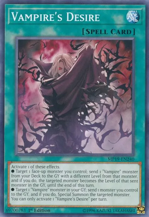 Vampire's Desire MP19-EN240 Yu-Gi-Oh card from 2019 Gold Sarcophagus Tin Mega Pack