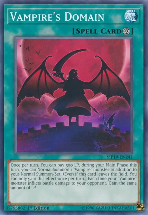 Vampire's Domain MP19-EN241 1st Edition Yu-Gi-Oh card from 2019 Gold Sarcophagus Tin Mega Pack