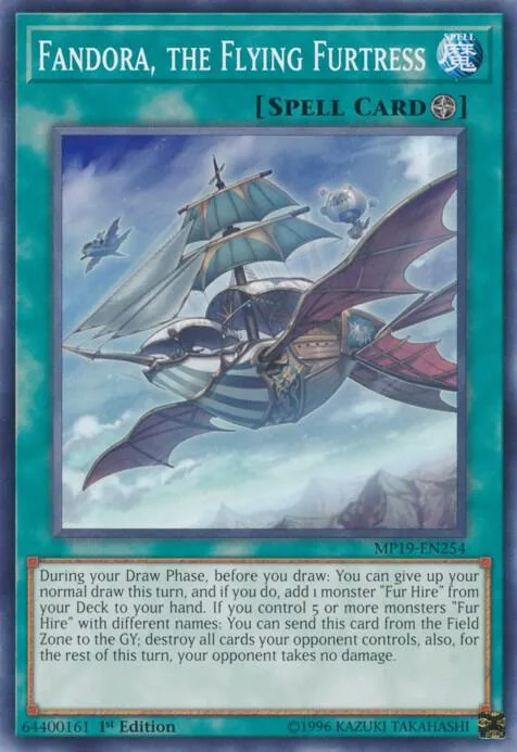 Fandora, the Flying Furtress MP19-EN254 Yu-Gi-Oh card from 2019 Gold Sarcophagus Tin Mega Pack