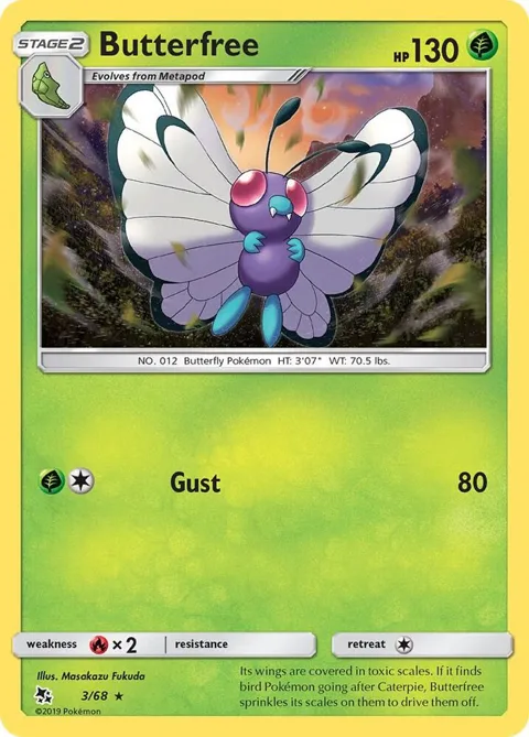 Butterfree #3/68 Reverse Holofoil Pokémon card from Hidden Fates
