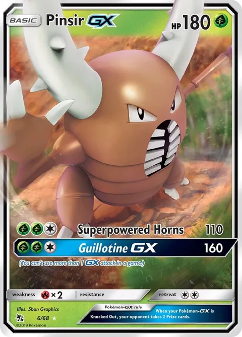 Pinsir GX #6/68 Holofoil Pokémon card from Hidden Fates