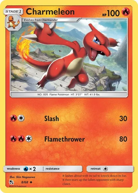 Charmeleon #8/68 Pokémon card from Hidden Fates