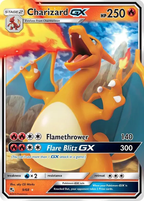 Charizard GX #9/68 Holofoil Pokémon card from Hidden Fates