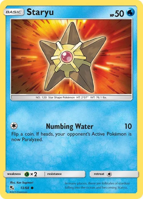 Staryu #13/68 Reverse Holofoil Pokémon card from Hidden Fates