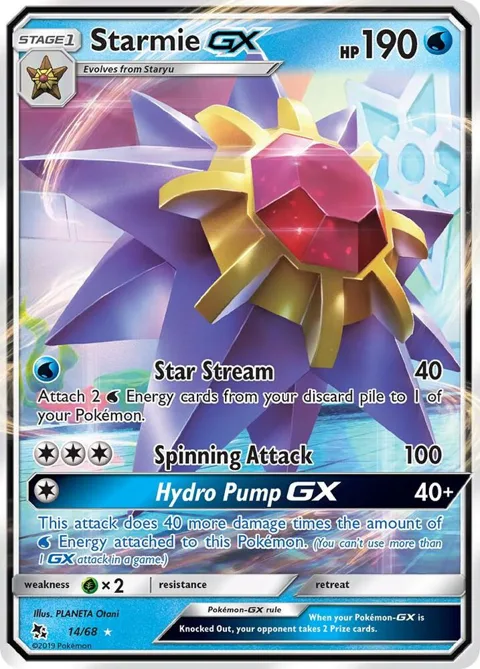 Starmie GX #14/68 Holofoil Pokémon card from Hidden Fates