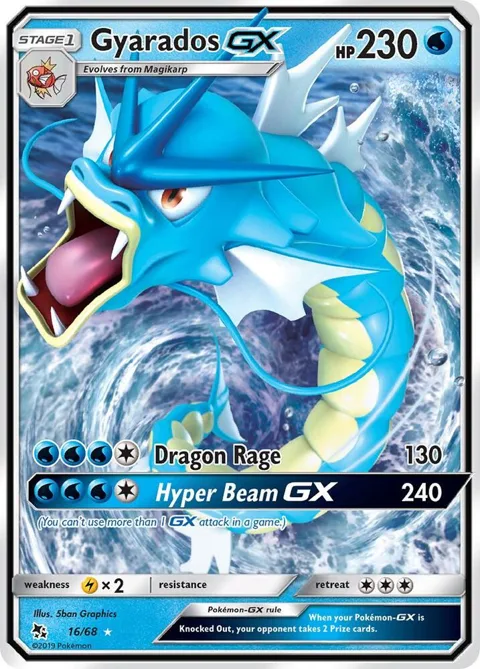 Gyarados GX #16/68 Holofoil Pokémon card from Hidden Fates