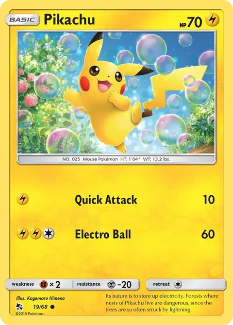 Pikachu #19/68 Pokémon card from Hidden Fates