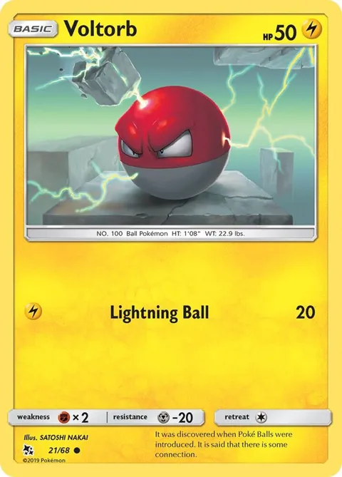 Voltorb #21/68 Pokémon card from Hidden Fates