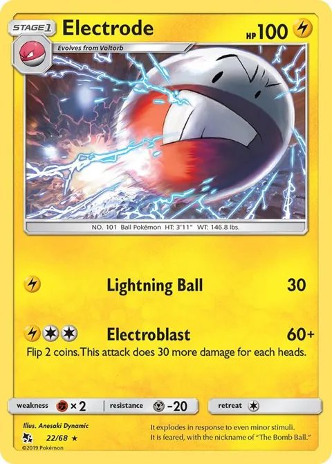 Electrode #22/68 Pokémon card from Hidden Fates