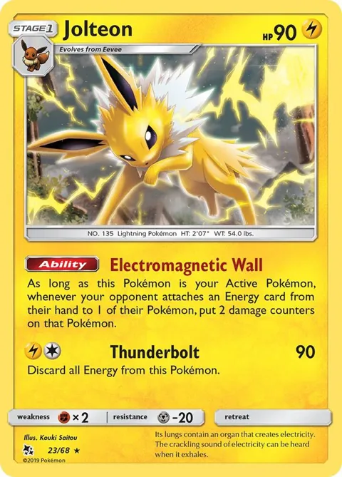 Jolteon #23/68 Pokémon card from Hidden Fates