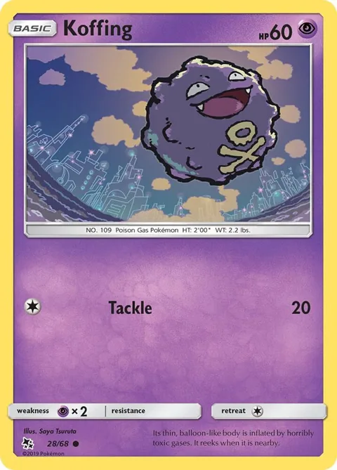 Koffing #28/68 Pokémon card from Hidden Fates