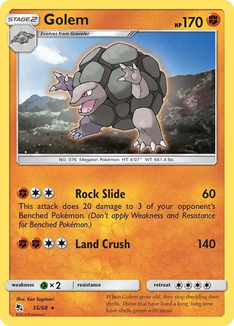 Golem #35/68 Pokémon card from Hidden Fates