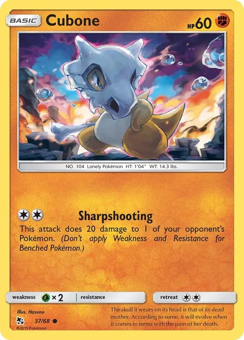 Cubone #37/68 Pokémon card from Hidden Fates