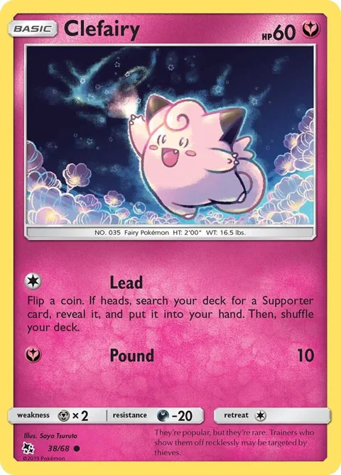 Clefairy 38 #38/68 Reverse Holofoil Pokémon card from Hidden Fates